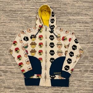 Vintage Kidrobot Big Head Hoodie Men’s Large Zip All Over Character Limited Rare